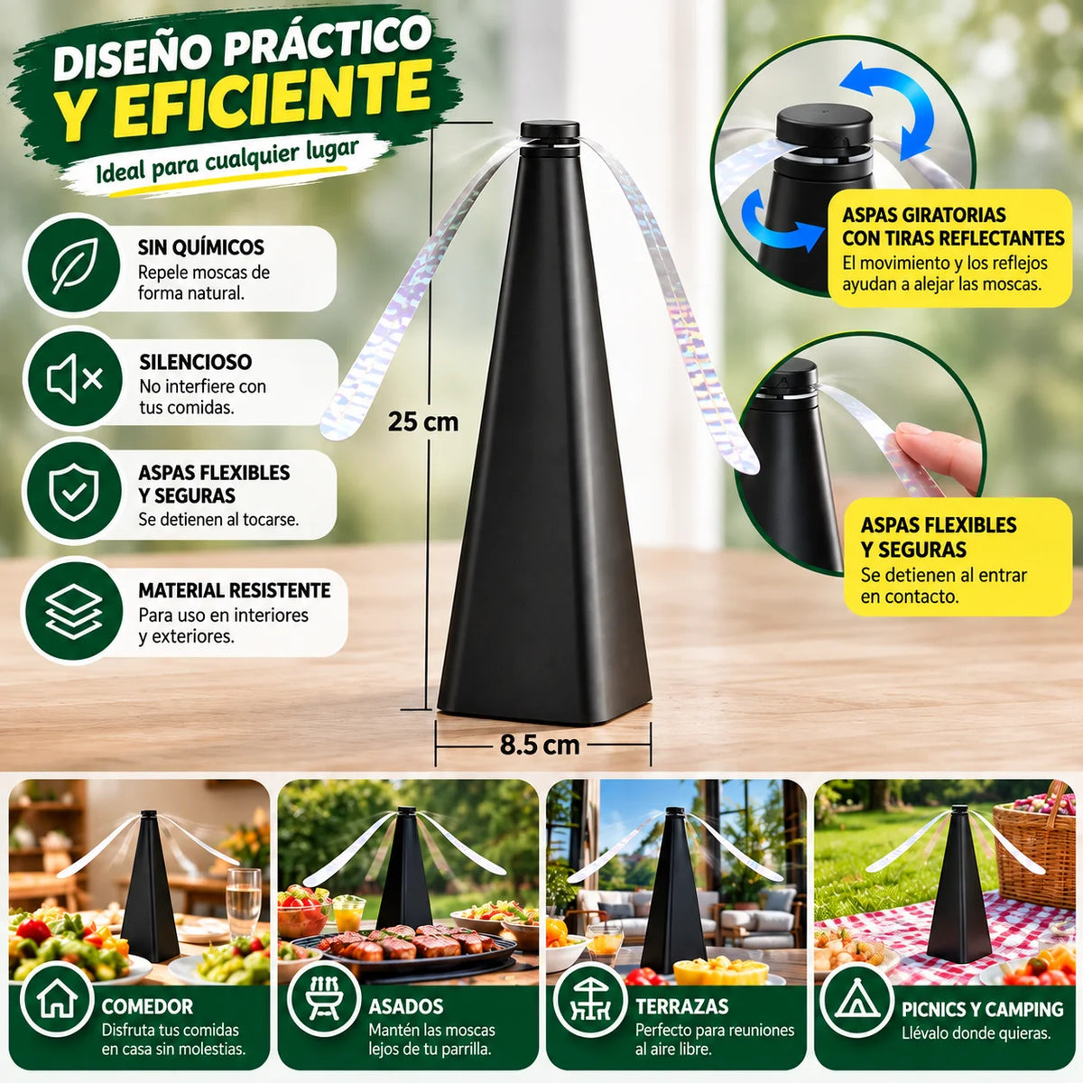 Espantamoscas Automático de Aspas | Pack 3 Unidades