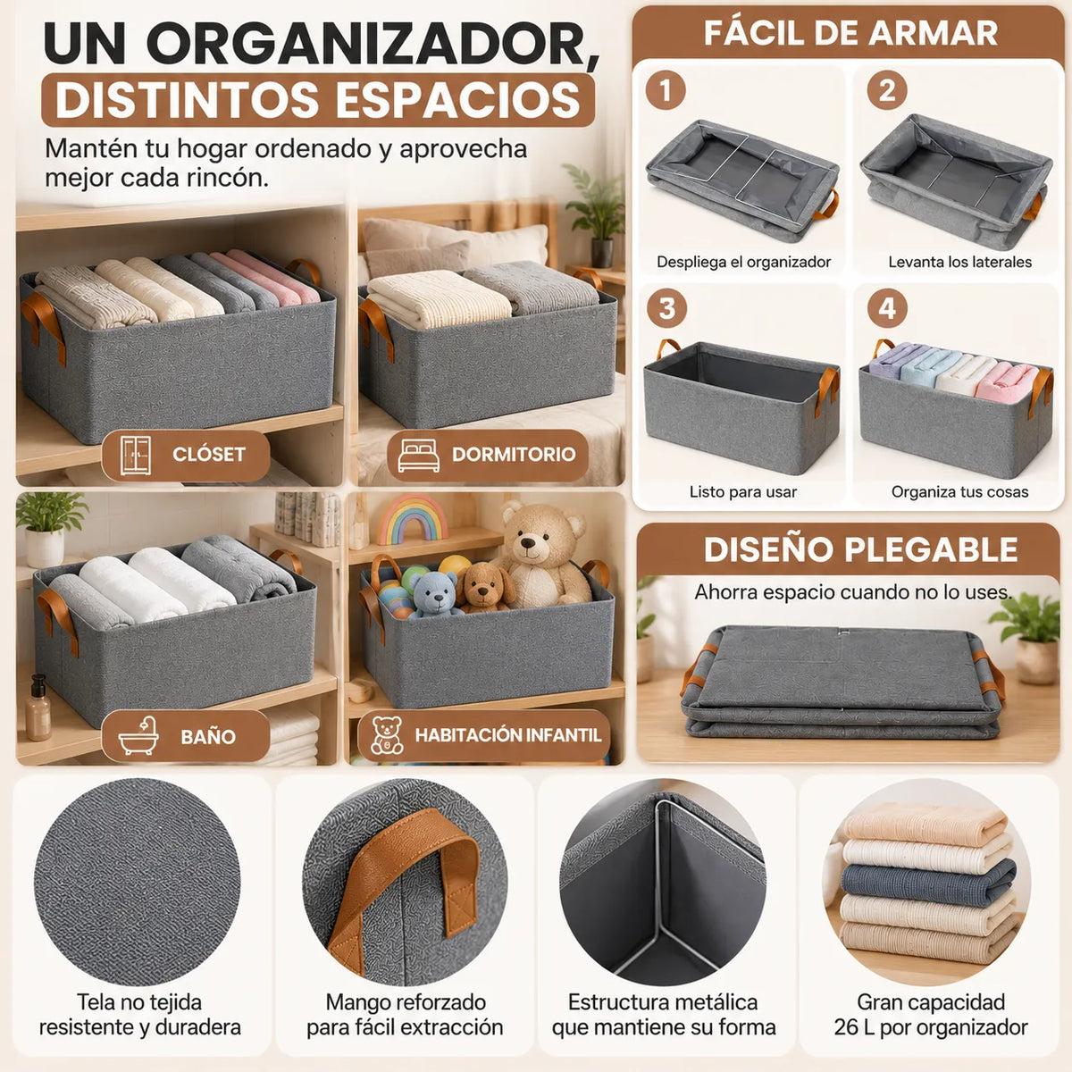 Organizador de Ropa Plegable | Pack 5 Unidades