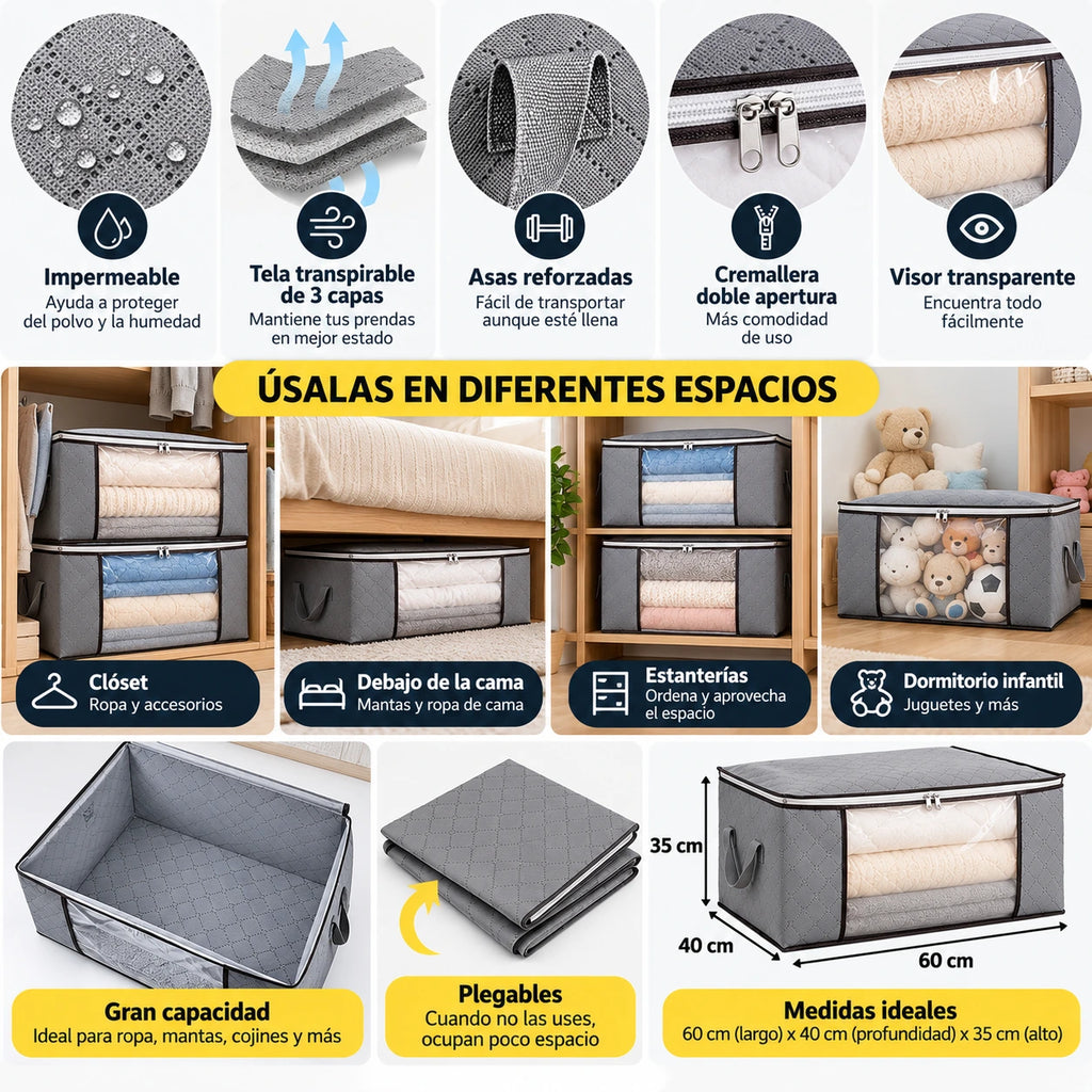 Cajas Organizadoras Plegables con Visor | Pack 6 Unidades