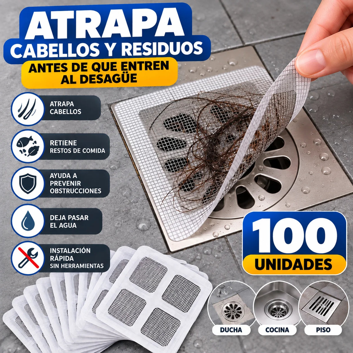 Malla Adhesiva para Desagües | 100 Unidades